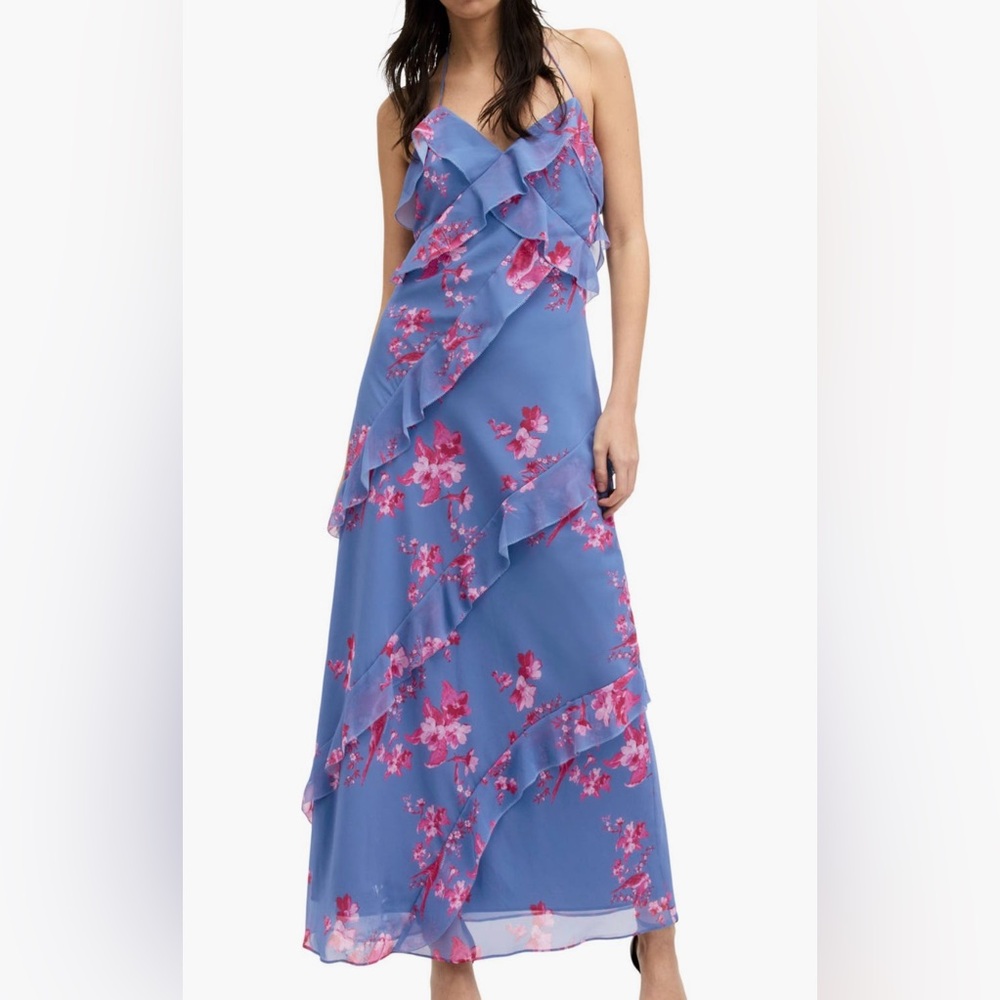 Allsaints marina iona floral halter maxi dress